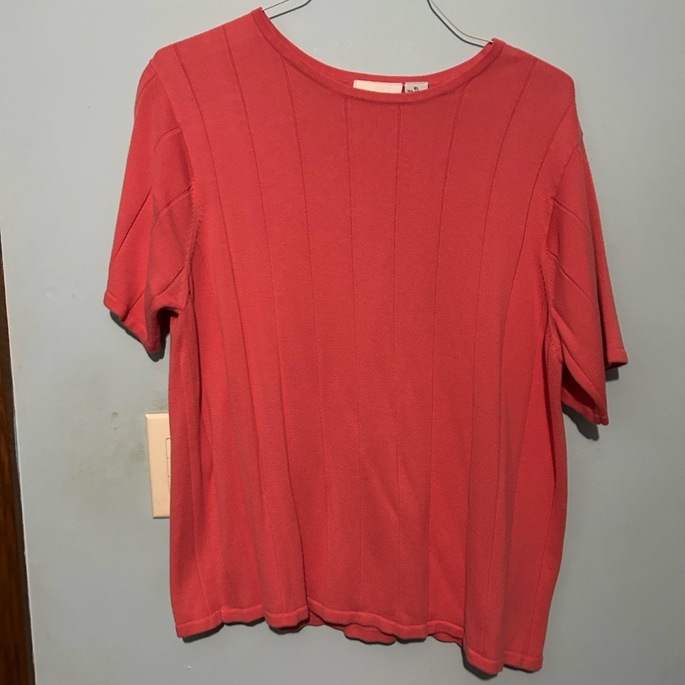 Croft & Barrow Pink Short Sleeve Ribbed T-Shirt
